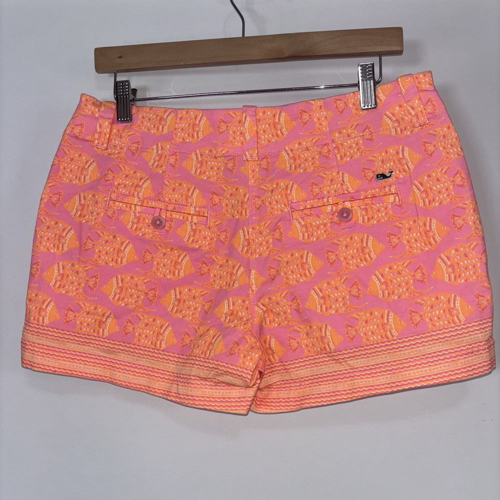 Vineyard Vines Pink Orange Fish Print Cotton Shorts Size 6 Summer Preppy - Picture 7 of 9